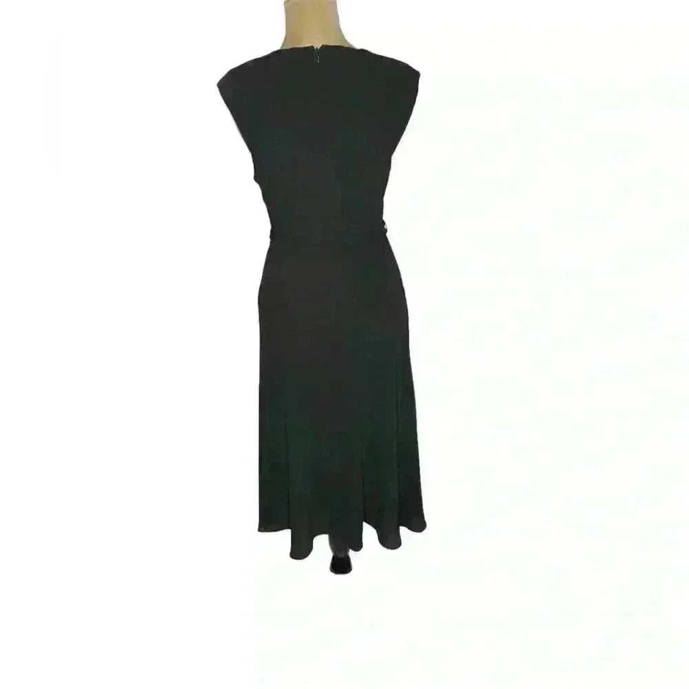 NWT Lauren Ralph Lauren Bubble Crepe Cap-Sleeve Dress Black Size 4 - Picture 5 of 9